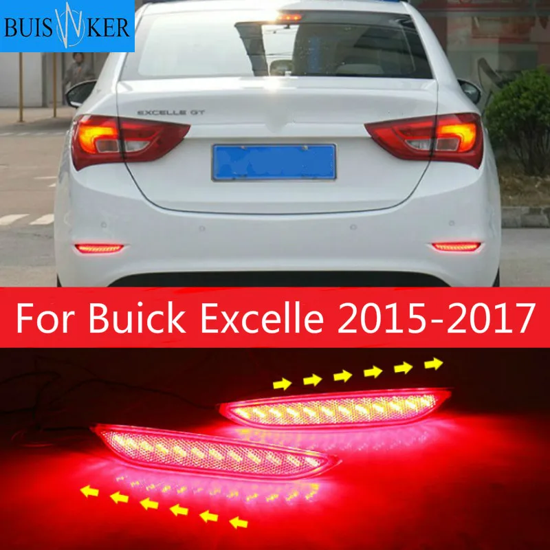 

2Pcs LED Rear Bumper Reflector Light Tail Brake Parking Warning Driving Lamp Fog Light For Buick Excelle 2015-2017 Red