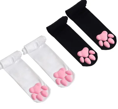 

Sexy Lingerie Erotic SM Cosplay Costume Cat Paw Socks for Women Kawaii 3D Cat Claw Toe Beanies Cat Paw Pad Thigh High Socks