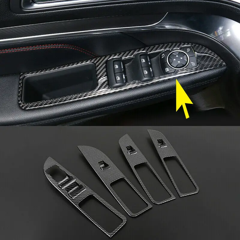 

For Ford Explorer 2016-2019 ABS Carbon Fiber Window lift panel switch Moulding Cover Trim Car Accessories