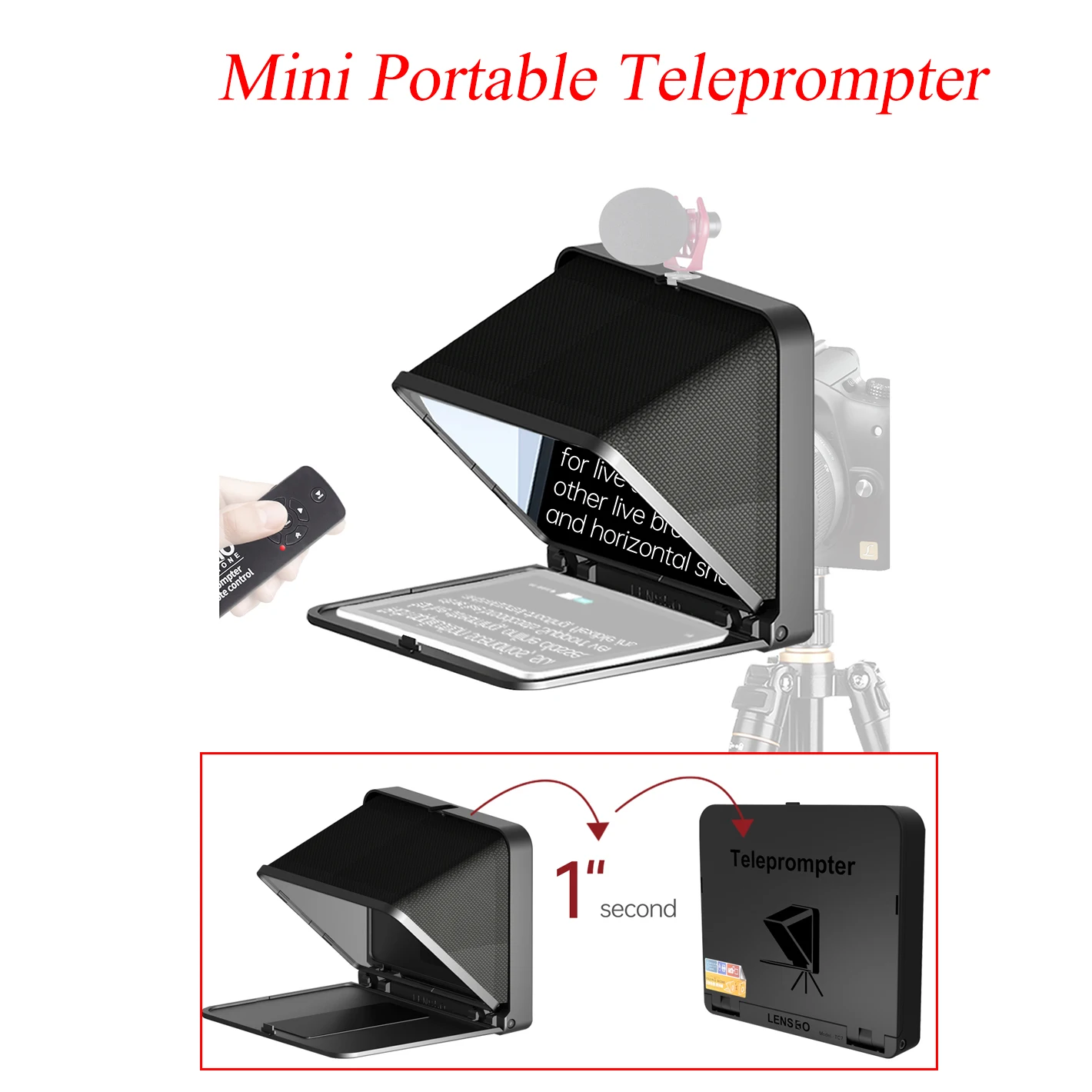 LENSGO Teleprompter fold Portable for Smartphone 7.9 inch Tablet iPad Prompter Reader prompteur  for phone DSLR camera Video