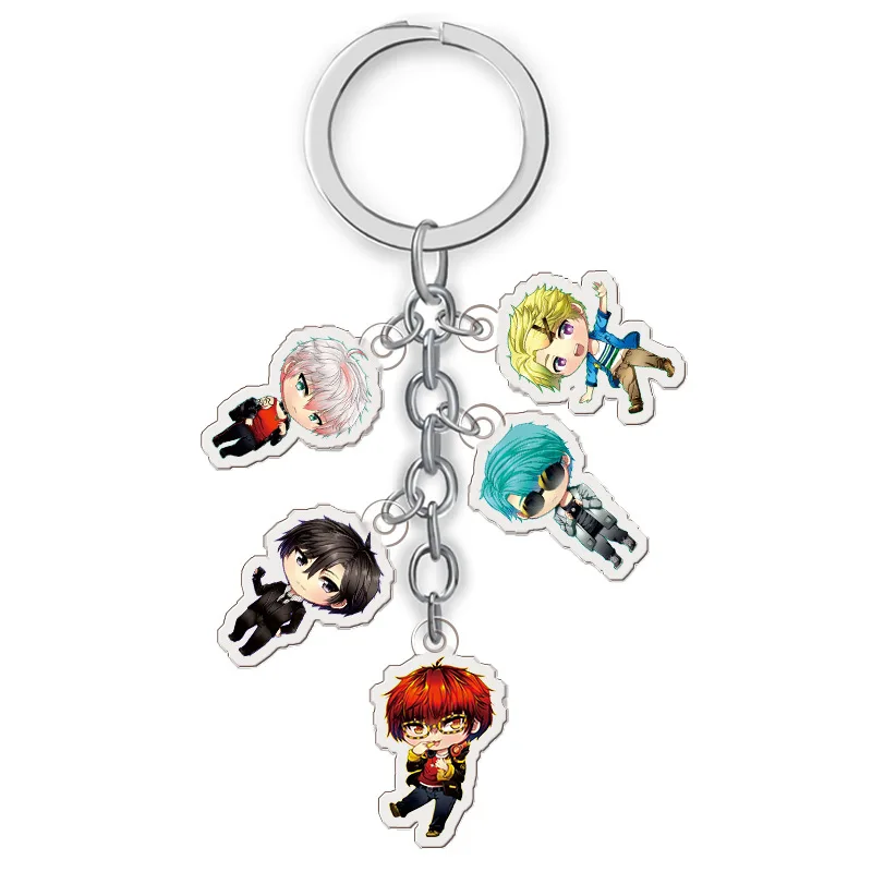 2020 GAME Korea  Anime Mystic Messenger Keychain Cartoon Figure Yoosung Jumin Unknown Zen Acrylic Pendant Keyring