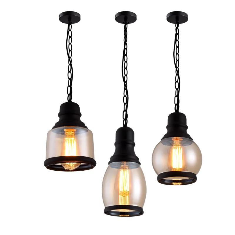 

Industrial Style LED pendant light Black Iron Vintage pendant lights For Bedroom Bathroom Loft Without Bulb Hanging lights