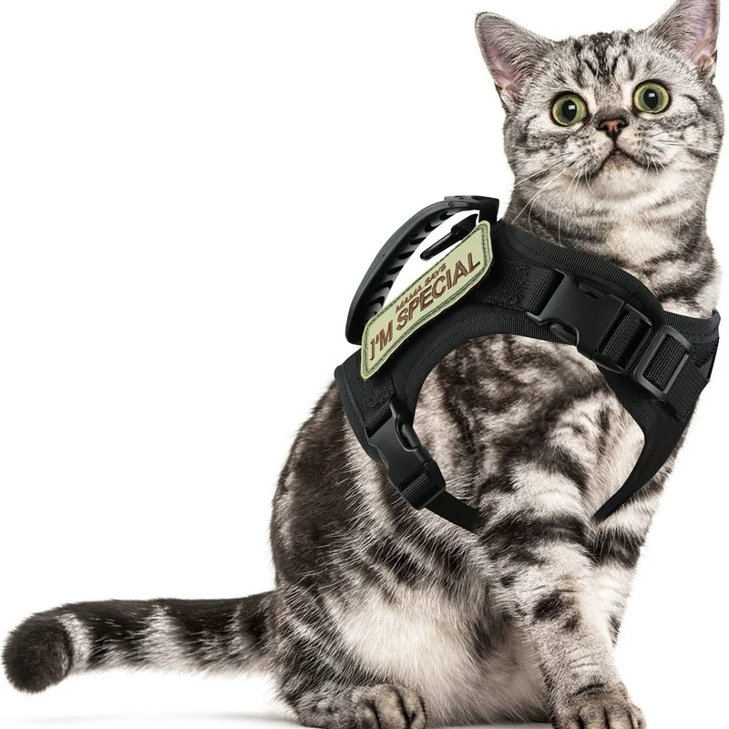 Cat Cloth Tactical  Harness for Walking Escape Proof, Soft Mesh Adjustable Pet Vest  Large Small Dog Rabbit