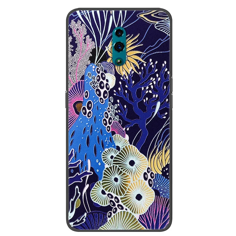 For Oppo Reno Case CPH1917 3D Relief Silicone Cover For OPPO Reno 1 Phone Cases Black Bumper Reno1 Cartoon Protector Fundas TPU