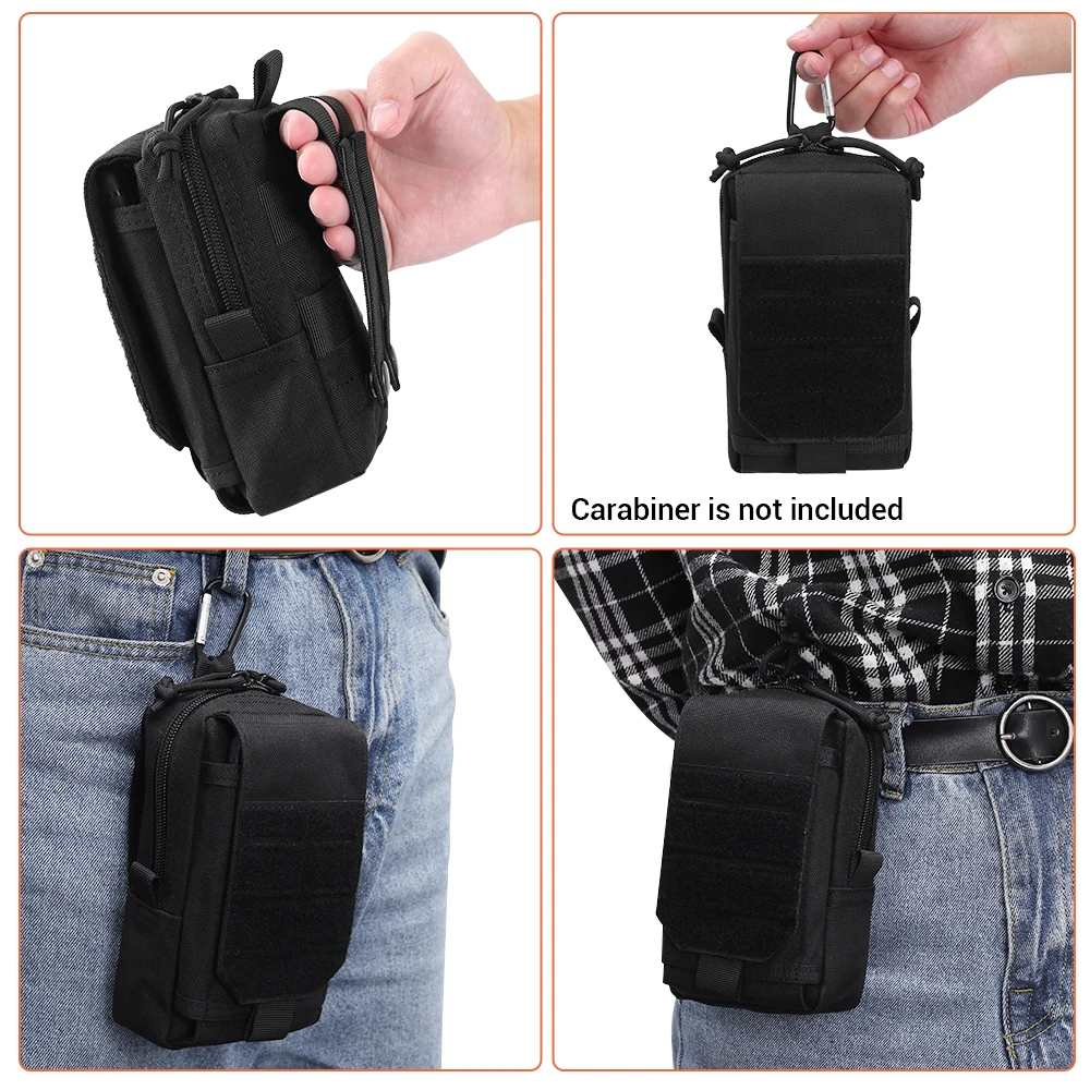 Tactical Cell Phone Holster Pouch Smartphone Pouches EDC Cellphone Case Molle Gadget Bag Molle Attachment Belt Holder Waist Bag