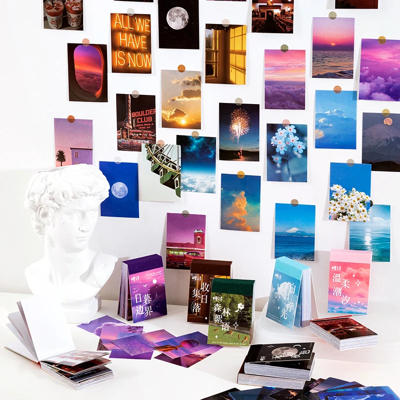 Jianwu mini adesivos com 50 peças, estética, paisagem, livro artístico, diário, decoração, papel revestido, kawaii, material de papelaria