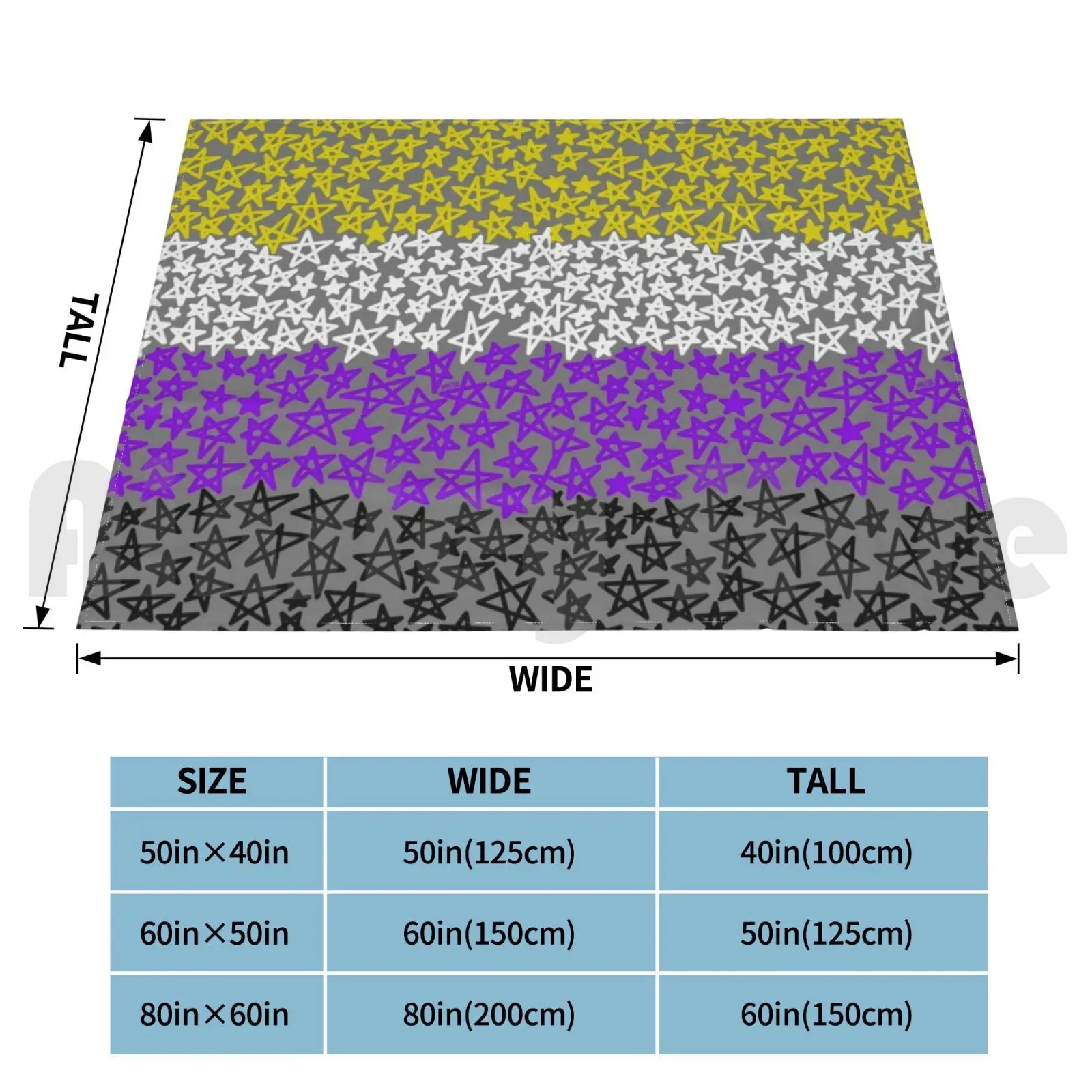 Nonbinary Pride Stars Blanket For Sofa Bed Travel Nonbinary Enby Trans Stars Pride Pride