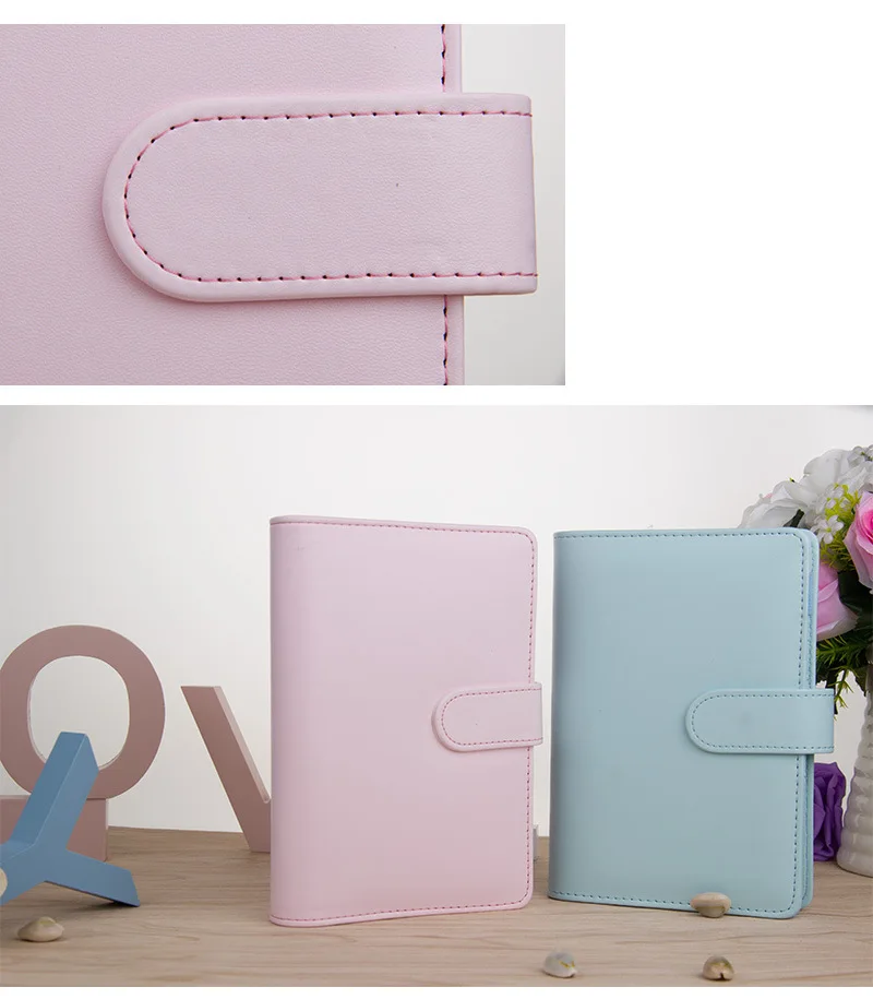 MINKYS Makronen Farbe A6/A5 PU Leder DIY Binder Photocards Sammeln Buch Tagebuch Agenda Planer Kugel Abdeckung Album Schreibwaren – Detail 7