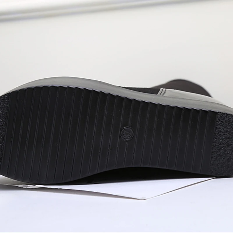2019 Streth Al Ginocchio In Tessuto di Alta Piattaforma Stivali Donne Caldo di Spessore Scarpe Femminili Elastici dei pantaloni di Altezza Crescente