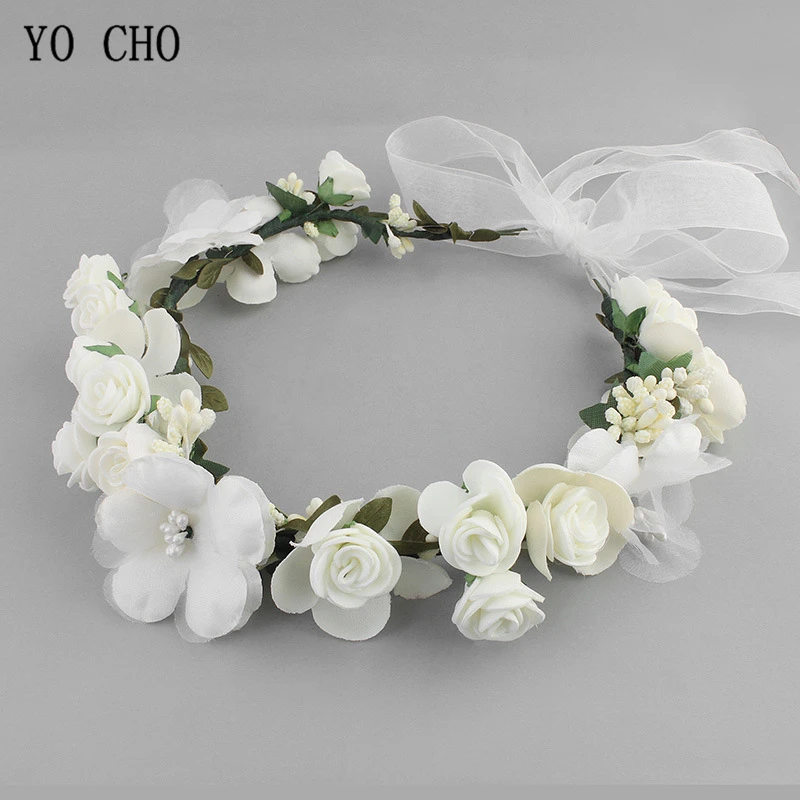 Meldel-Diadema de rosa de espuma para mujer, accesorios nupciales para el cabello, tocado de seda, corona de flores falsas, diadema hecha a mano