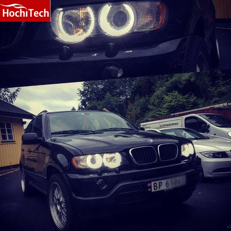 HochiTech high quality Day Light DRL CCFL Angel Demon Eyes Kit Warm White  Ring For BMW E53/X5 1999-2004