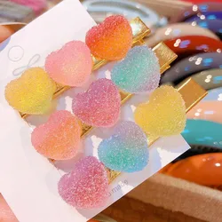 New Korea Sweet Heart Candy Color Minimalist Hair Clip Hair Grip Lovely Barrettes Hairpin Hair Accessories For Women T0446