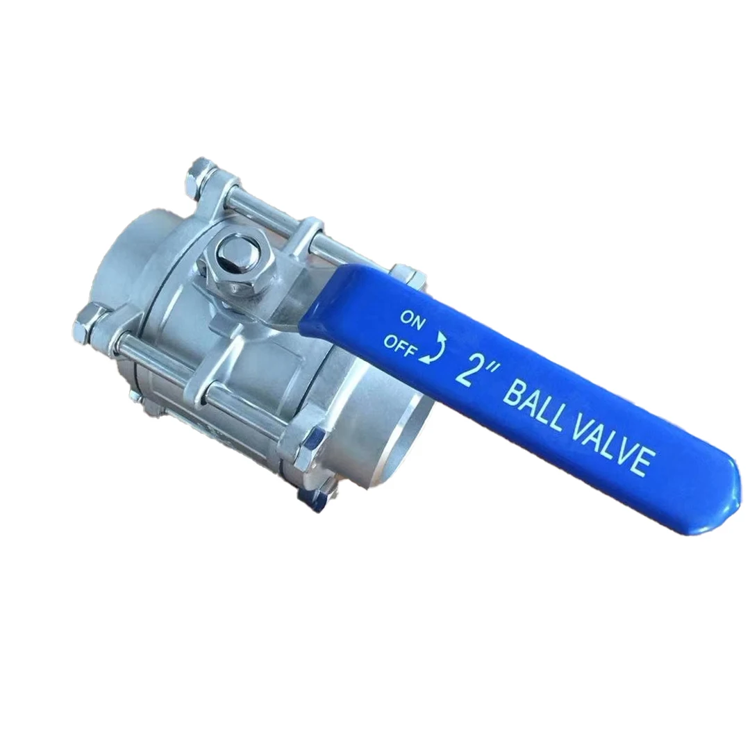 DN50 304 Stainless Steel BSP Thread Three-piece Ball Valve