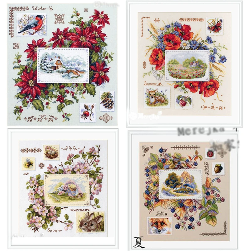 ZZ4285 For Needlework Kit NOT PRINTED Cross Stich Painting Set Cross Stitch Kits Cross-stitch Embroidery Set Stitch Kits Seasons