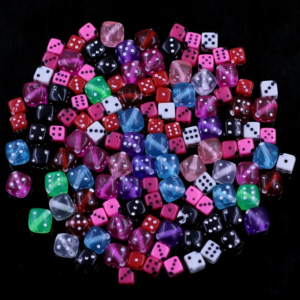 50Pcs Spacer Beads Dice Cube Acrylic Dot Colourful For Charms Necklace Jewelry Decoration Bracelets DIY Findings 6x6mm 9x9mm