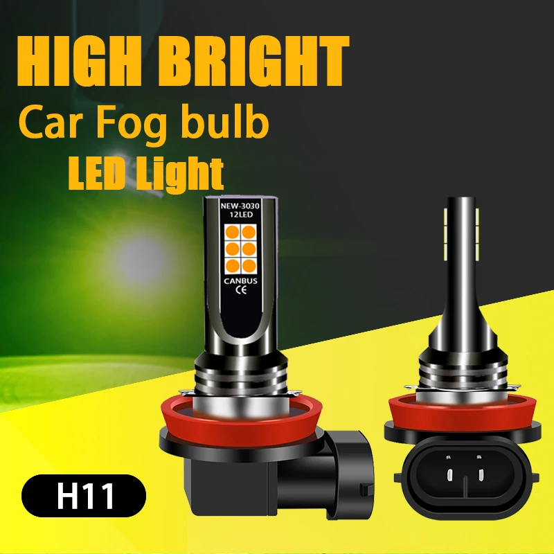 1pcs Car Led H7 H11 Auto LED Fog Headlight Bulbs 6000K White Auto Ice blue Yellow Lemon green Fog Lamp Pink Day Running Light