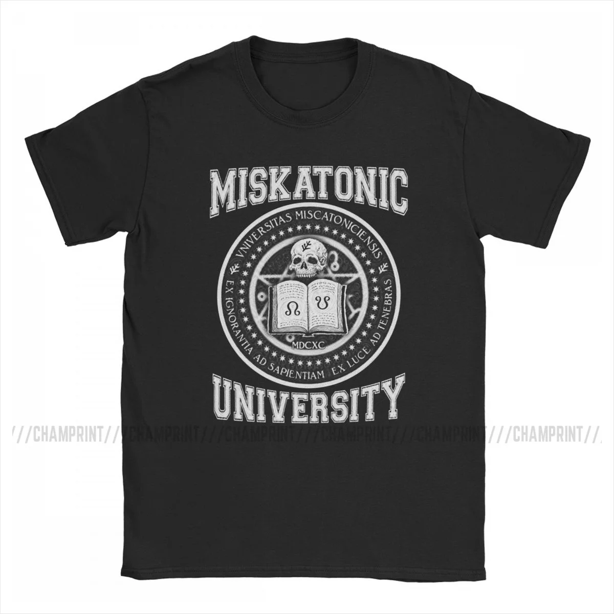 Miskatonic University Azhmodai T-Shirts for Men 100% Cotton T Shirt Cthulhu Lovecraft Short Sleeve Tee Shirt Adult Clothing