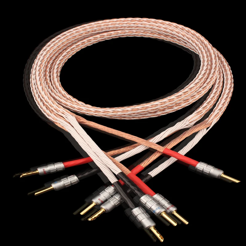 Hifi 12TC 7N OCC Pure copper Speaker cable hifi audio speaker wire loudspeaker cable 12TC Speaker cable with Banana Y spade