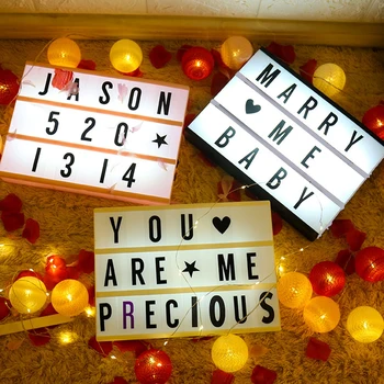A4 A5 A6 Diy Letters Led Combinatie Licht Doos Nachtlampje Usb/Aa Batterij Aangedreven Symbool Kaarten Tafellamp message Board