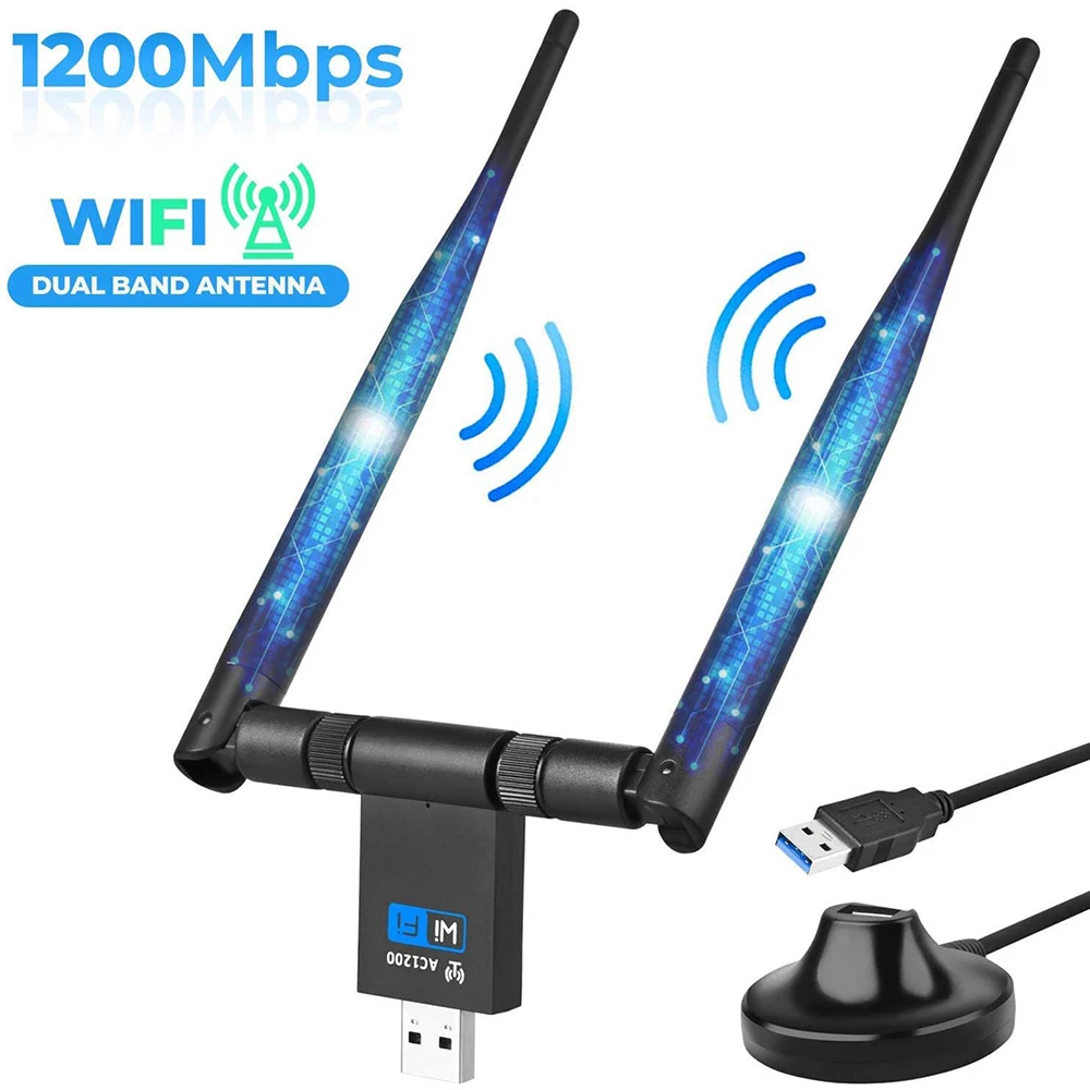 USB 3.0 WiFi Adapter Wireless Network Card 1200Mbps 2.4G/5.8G Dual Band Computer Network Card Receiver LAN Antenna for Xiaomi