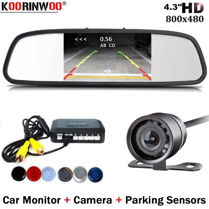 

Koorinwoo Auto Dual Core LCD Monitor Mirror Parktronic Video Parking Sensor Rear view camera Reverse Backup Buzzer Car Detector