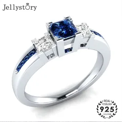 Jellystory-anillo clásico para mujer, joyería de plata 925 con zafiro, Esmeralda, amatista, piedras preciosas, regalo de fiesta de boda, tamaño 6-10, venta al por mayor