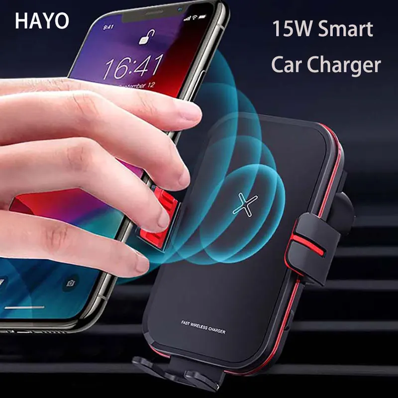 15W Wireless Charger Automatic Clamping Car Mount Phone Holder For iPhone Samsung Huawei Xiaomi QI Induction Fast Charge Stand