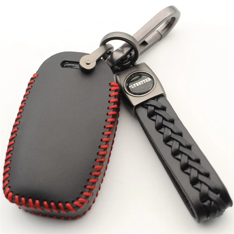 FLYBETTER Genuine Leather 6Button Smart Key Case Cover For Kia Sedona/Grand/Carnival/Sorento  L608