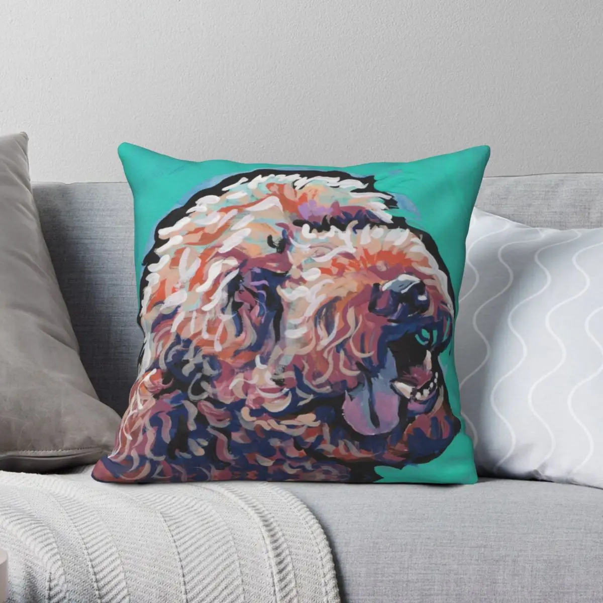 

Bright Colorful Pop Dog Art Square Pillowcase Polyester Linen Velvet Zip Decor Throw Pillow Case Sofa Seater Cushion Case