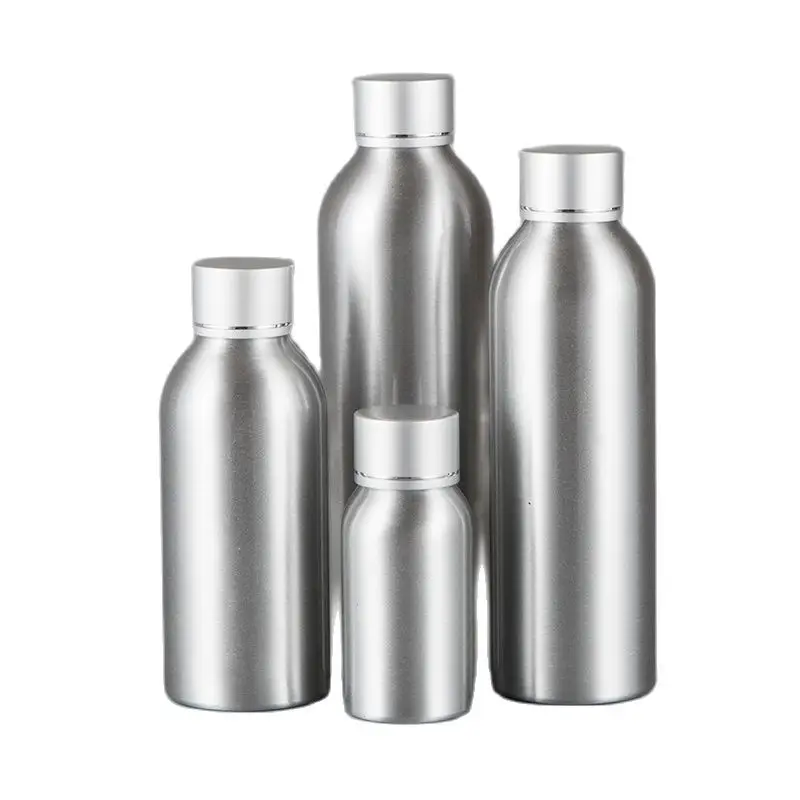 

120ml Aluminium metal bottle with silver gold lid for facial toner lotion emulsion serum foundation body scrub skin care packing