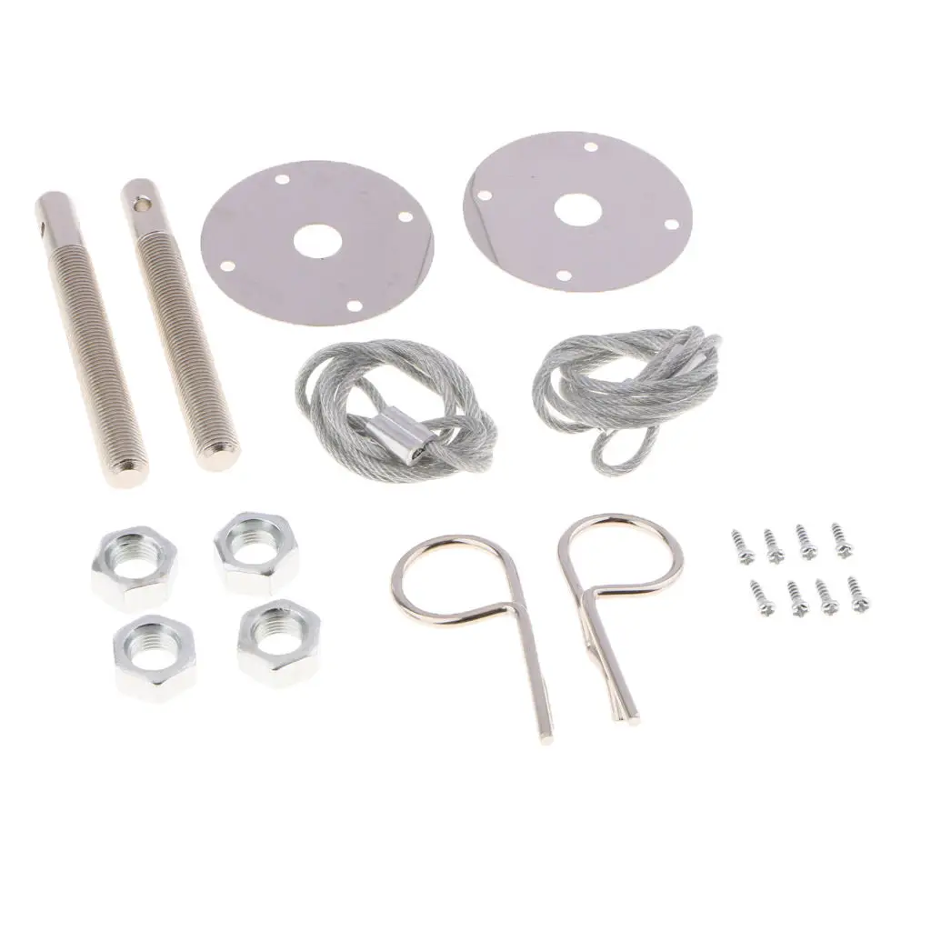 Universal Racing Sport Aluminum Alloy Mount Bonnet Hood Pin Lock Latch Kit Set For Auto Car