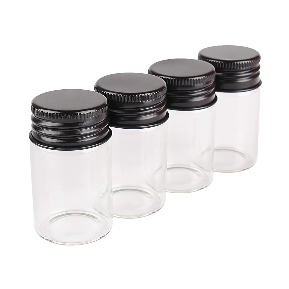 5pcs 20ml 30*50mm Glass Jars with Black Aluminum Caps Potion bottles Glass bottle Glass vessels for Art Craft