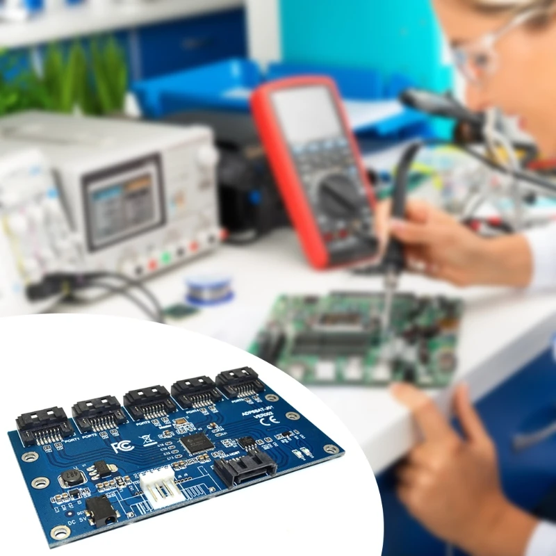 Mining 1 To 5 Port SATA PCI-E Adapter SATA Card 6 Ports SATA3.0 6Gbps Expansion Card PCIe SATA Controller Multi-Riser