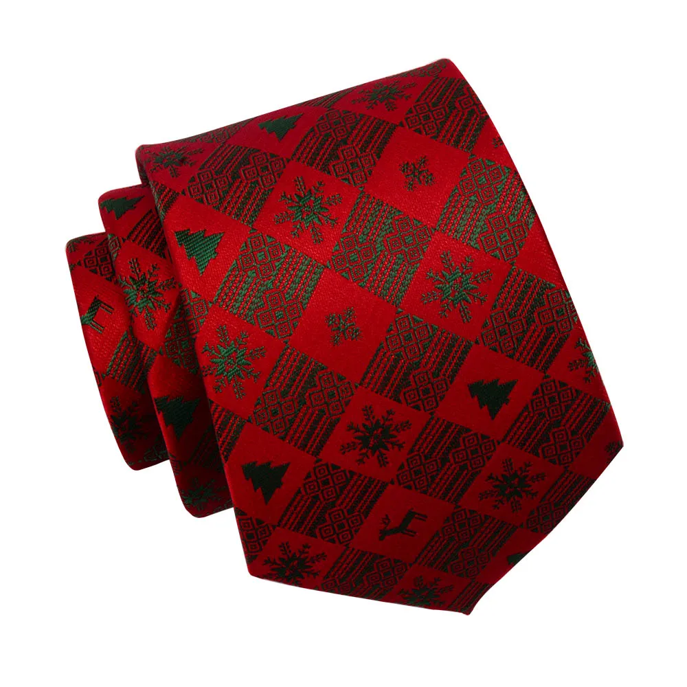 Christmas Ties for Men Silk Ties Classic Neck Tie for Festival Gift Men's Fashion Novelty Necktie 8cm Red Green Tree Snowflake