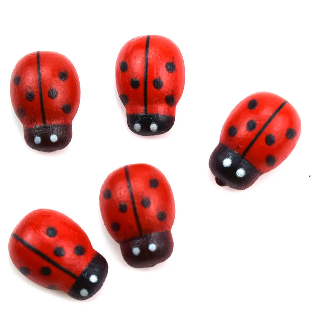 Mini coccinelle avec boutons en bois, 100 pièces, outils de couture, bouton décoratif, pour Scrapbooking, vêtement, bricolage