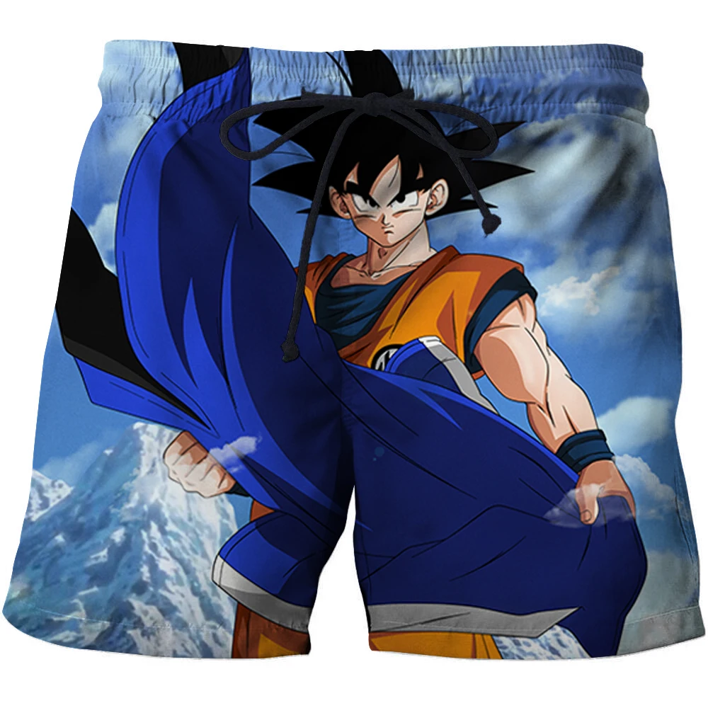 Men's Hot Beach Shorts Men's Goku Lose 3D Printing Fun Cartoon Anime Casual Pants Running Beach Shorts Comfortable Sports Shorts