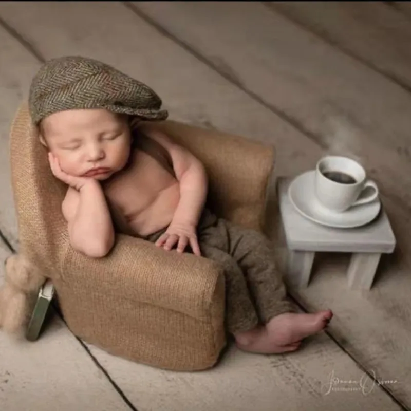 Mini Table Basse en Bois pour Photographie de Nouveau-Né, Tabouret Rond, Support à Gâteau Rétro, Accessoire pour Photo de Bébé Fille et Garçon