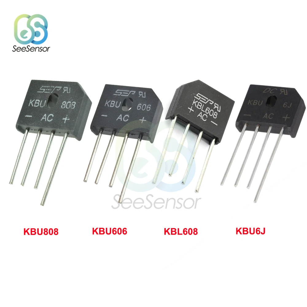 5Pcs/lot KBL608 KBL-608 KBU808 KBU6J 6A 800V 6A 600V 8A 800V Diode Bridge Rectifier