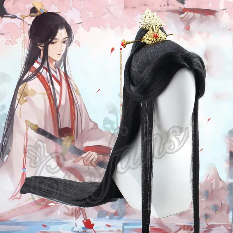 Manga Heaven Official's Blessing Cosplay Wig Xie Lian Long Black Hair Tian Guan Ci Fu Cosplay Ancientry Universal Wig Hair Crown