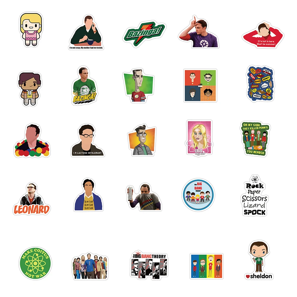 10/30/50/100pcs TV Show The Big Bang Theory Stickers for Laptop Phone Fridge Bicycle Classic Toy Decals Waterproof Kids Sticker