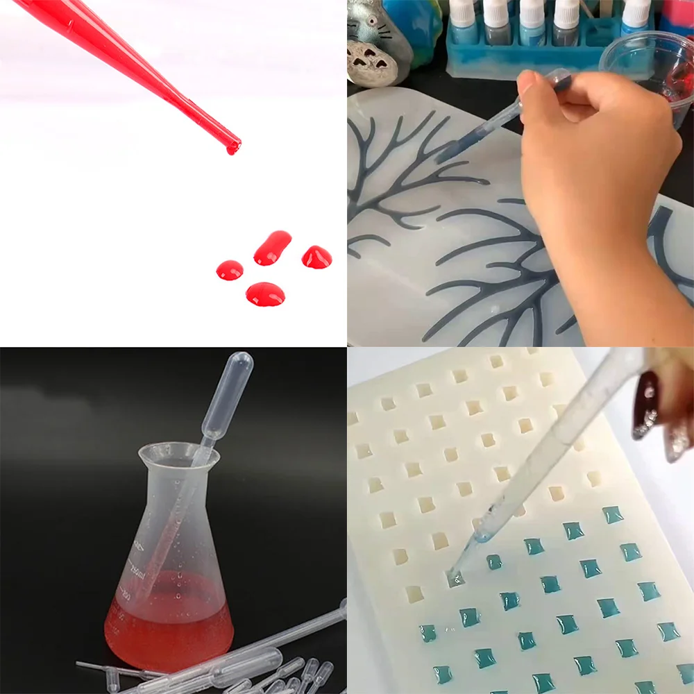 Plástico descartável Graduado Transferência Pipetas, Adequado para a Resina Epóxi Mold, DIY Fazer Jóias Squeeze, 0.2 ml, 0.5 ml, 1 ml, 2 ml, 3ml