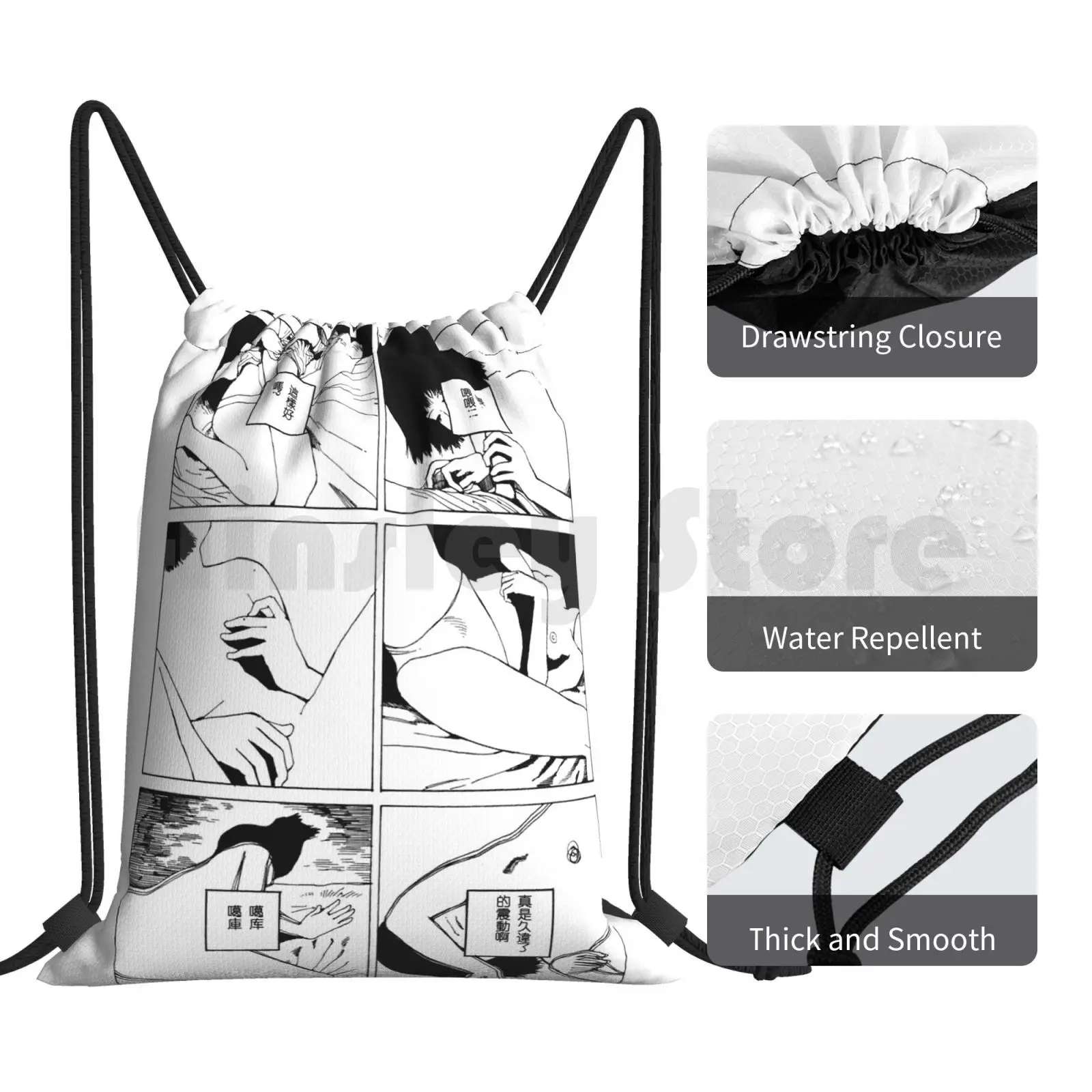 الرقابة على ظهره الرباط حقيبة ركوب تسلق حقيبة قاعة رياضة Vaporwave مانغا أنيمي Sadboys Yung Lean Trap Junji Ito