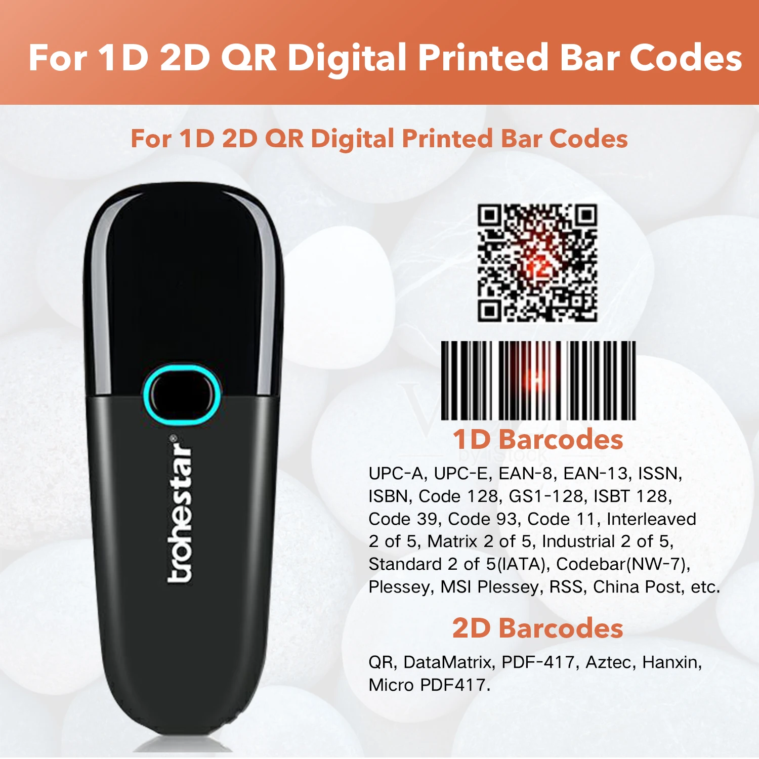 Wireless Barcode Scanner 2D/1D Bluetooth-compatible Function 1D /2D Scanner 2.4GHz Wireless & Wired Connection Barcode Reader