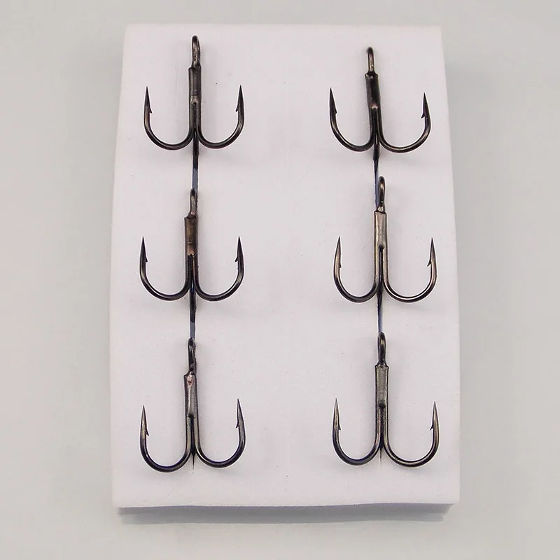 ESFISHING 12 stücke Angeln Haken Carbon Stahl Stacheldraht Angelhaken Super Sharp Triple Haken Sea Tackle Zubehör mit Box