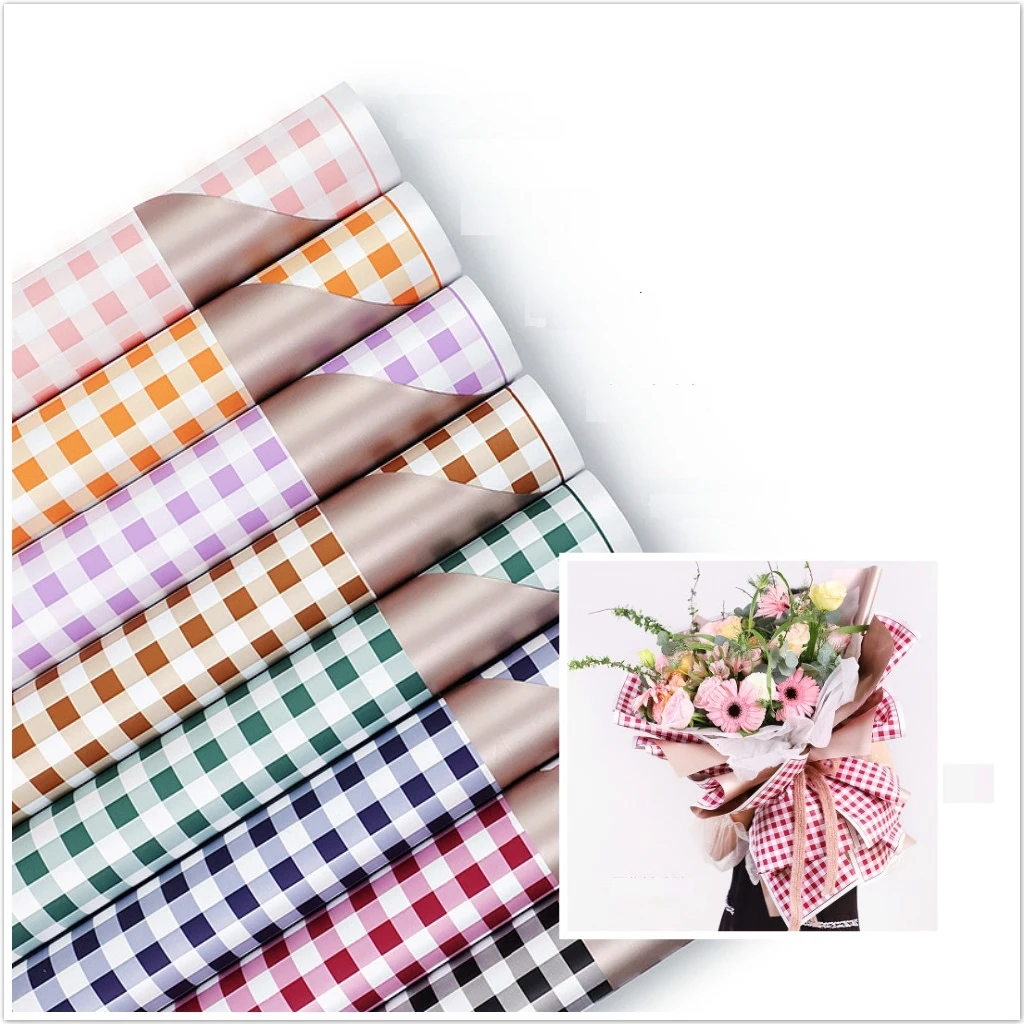 20pcs Cloth Lattice Flower Packaging Paper Two Colors Handmade Material Wrapping