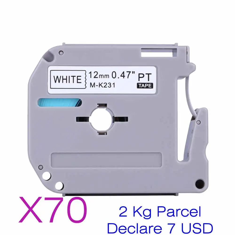 80 Pcs  MK231 M231 M-K231 MK-231 12mmX8m Label Tapes for Brother P Touch PT-85 PT-75 PT-BB4 PT-55 For Bulk order