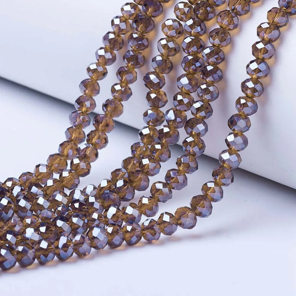 

10 Strands Electroplate Glass Beads Strand Pearl Luster Plated Faceted Rondelle DIY Jewelry Making Supplies 4x3mm 6x5mm