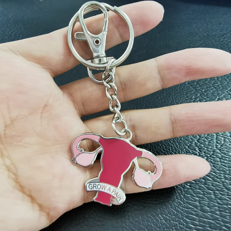 We have courage because we grow a pair of ovaries. This is a femnism gift keychain for all woman