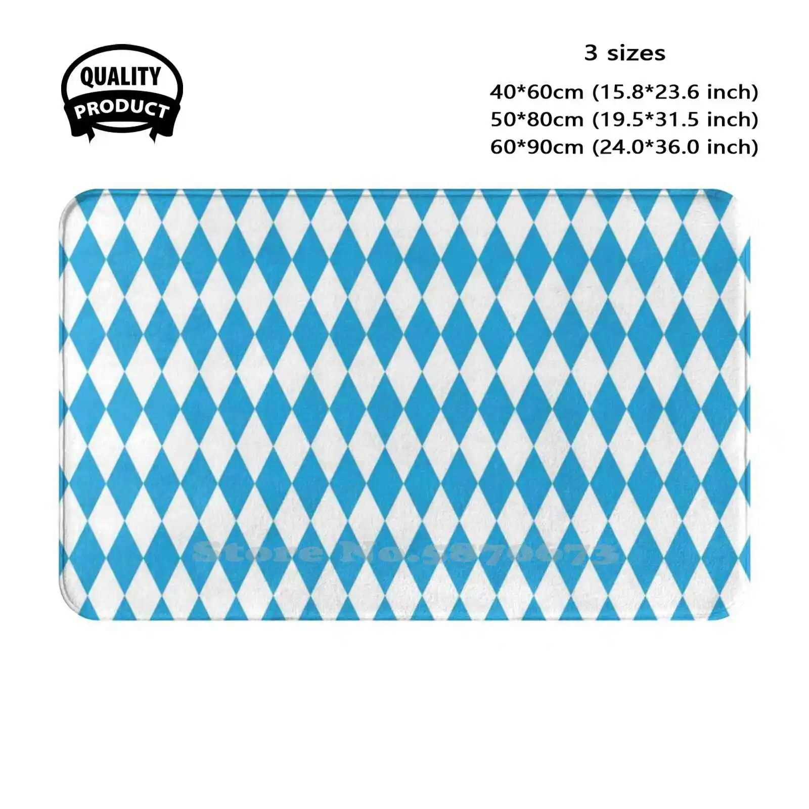 Oktoberfest Bavarian Blue And White Large Diagonal Diamond Pattern Soft Cushion Home Carpet Door Mat Car Rug Oktoberfest Large