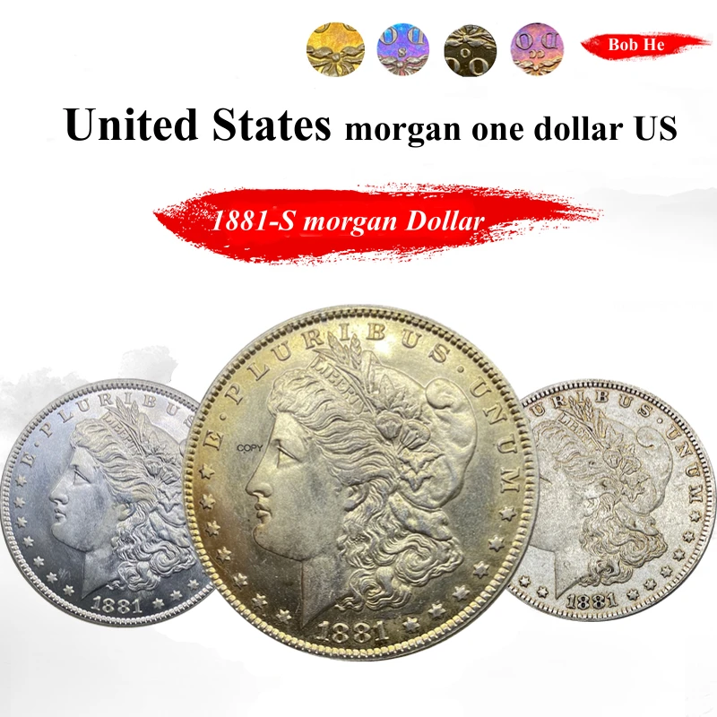 United States 1881 S Morgan One Dollar US Coin Cupronickel Plated Silver Morgan Silver Dollor Coins